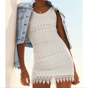 H&M Divided White Crochet Lace Sheath Dress, Size 14